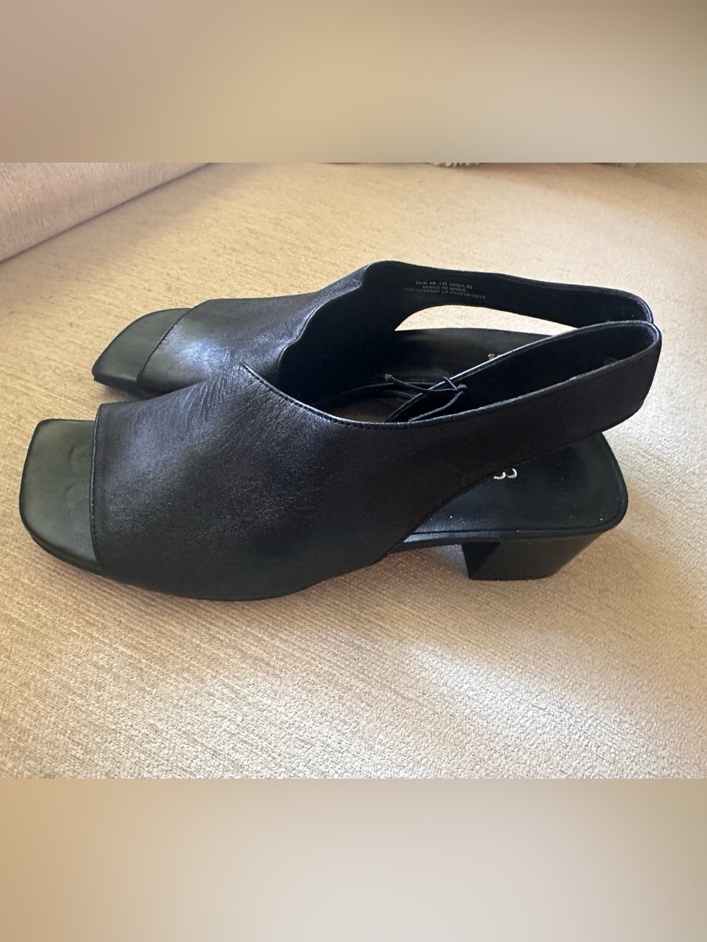 COS Slingback Open-Toe Low Block Heel Sandals - Black